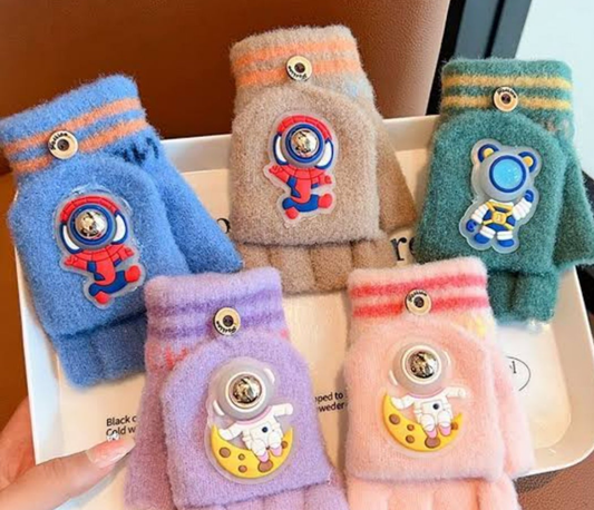 Children's Space (Lighting)themed convertible mittens (fingerless gloves with a mitten flap).