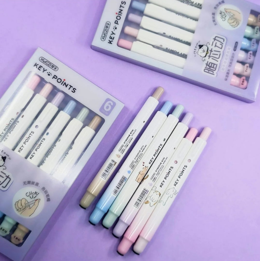 Macaron Key Points - Press Highlighter pack of 6