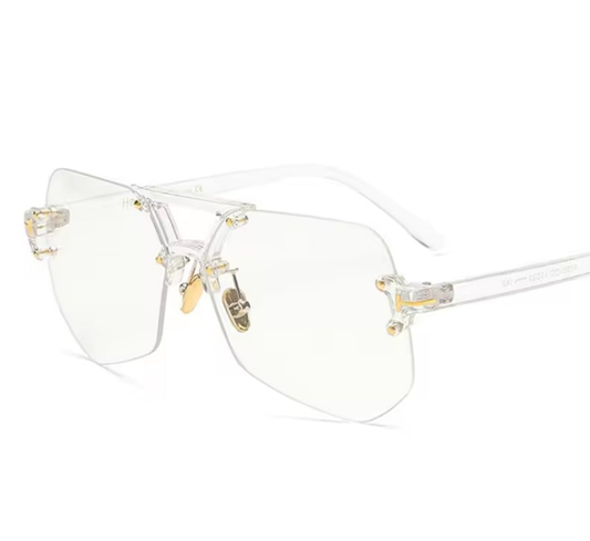 Rimless, clear-lens eyeglasses