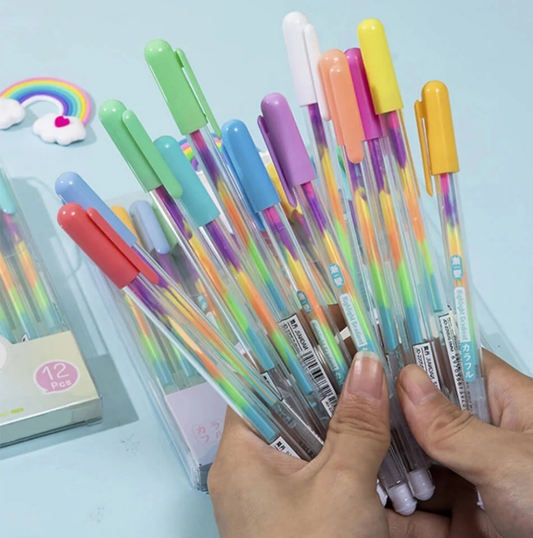 6 Pcs Pack Rainbow Gradient Fluorescent Pens