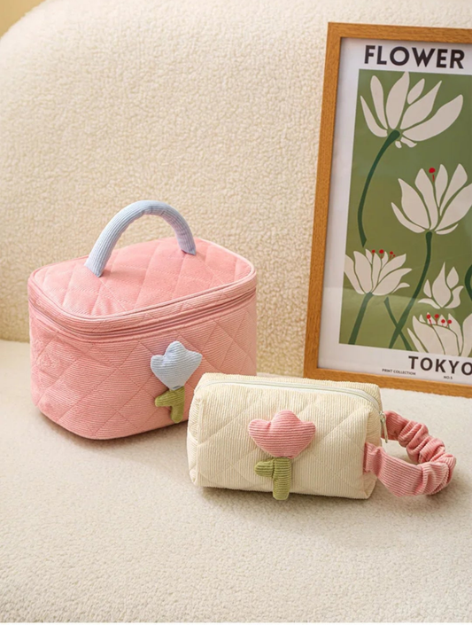 Tulip Flower Cosmetic Bag Large Capacity Travel Makeup Pouch for Women