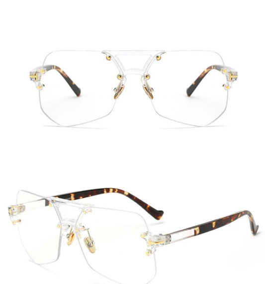 Rimless, clear-lens eyeglasses