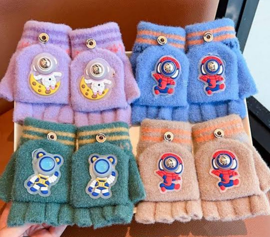 Children's Space (Lighting)themed convertible mittens (fingerless gloves with a mitten flap).