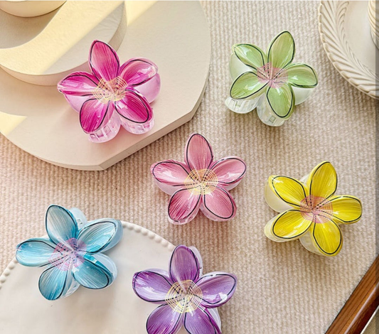 Floral acrylic hair claws