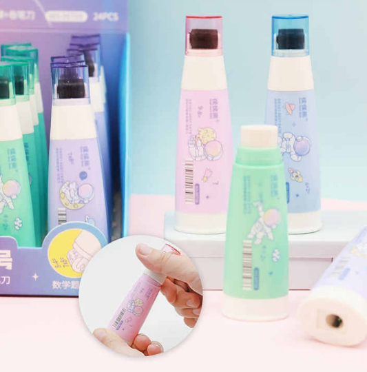 3-in-1 Multi-Function Stationery Tool (Eraser, Pencil Sharpener, Roller Stamp).