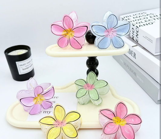 Floral acrylic hair claws