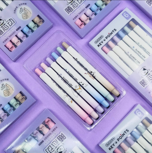 Macaron Key Points - Press Highlighter pack of 6