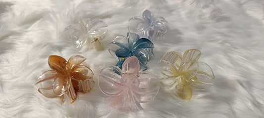 Glittery Floral Hair Claws Clips