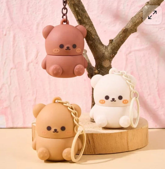 Cute Teddy Bear Keychain Lip Balm