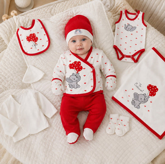 "Little Elephant & Hearts" 10-Piece Luxury Newborn Gift Set(made in Turkey)