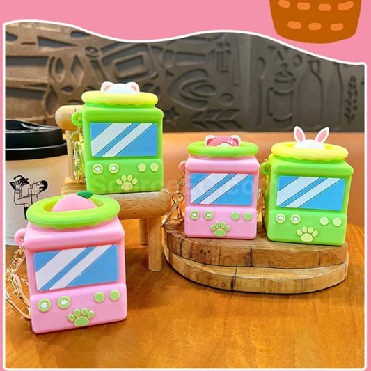 kawaii peach and bunny keychains