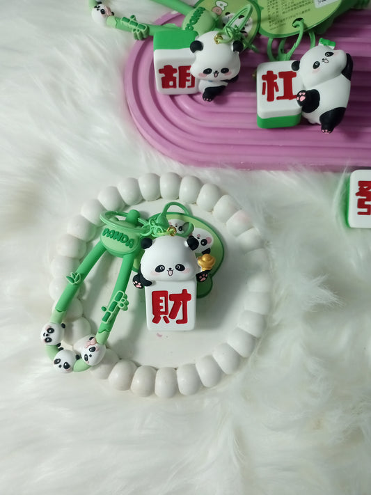 Panda Mahjong Hand Rope Keychains