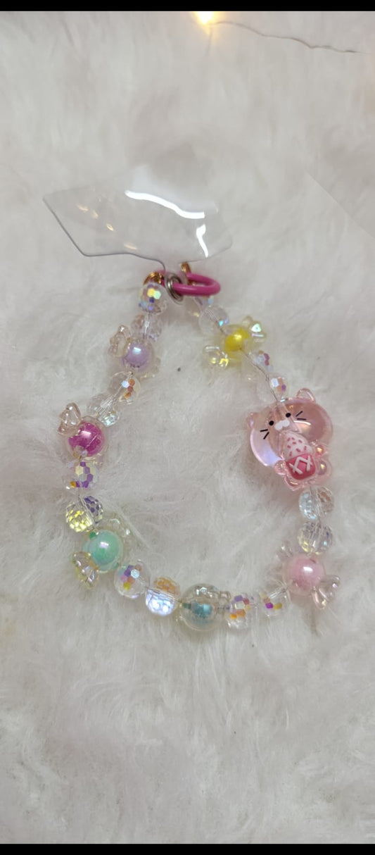 Kawaii-style beaded bear charm mobile hangings