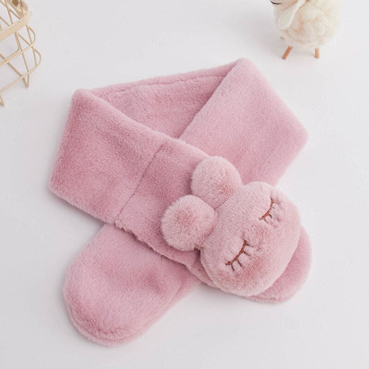 plush pink rabbit neck warmer