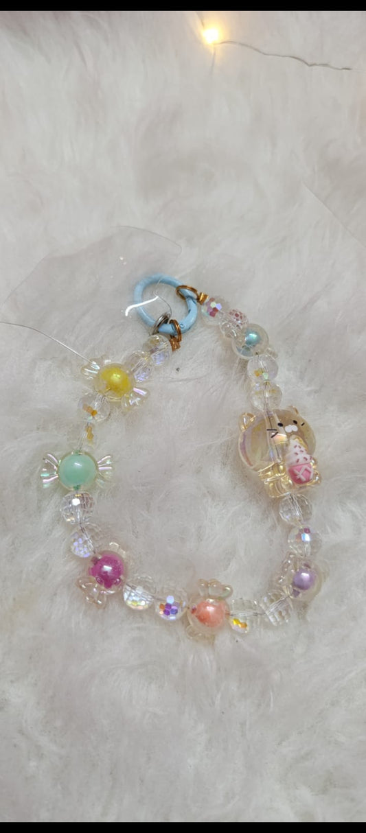 Kawaii-style beaded bear charm mobile hangings