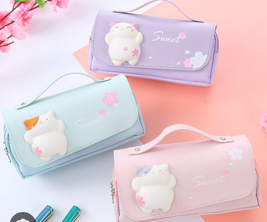 Cute Cat Decompression Squishy Pencil Case