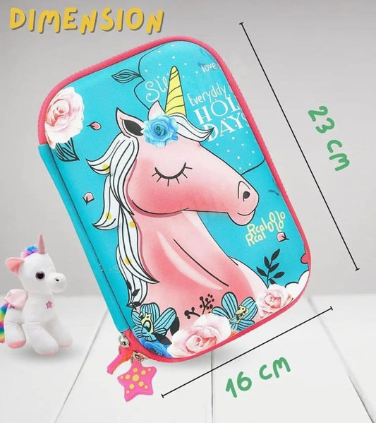 3D unicorn hardtop pencil case.