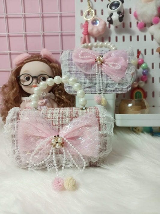 Chic Tweed & Pearl Mini Handbag