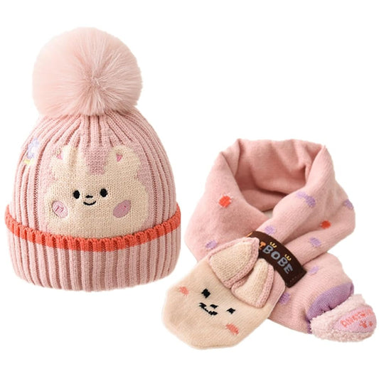 pink knitted winter set for babies