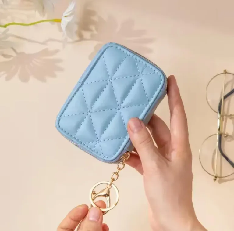 Mini vanity compact wallets with hanging key chain