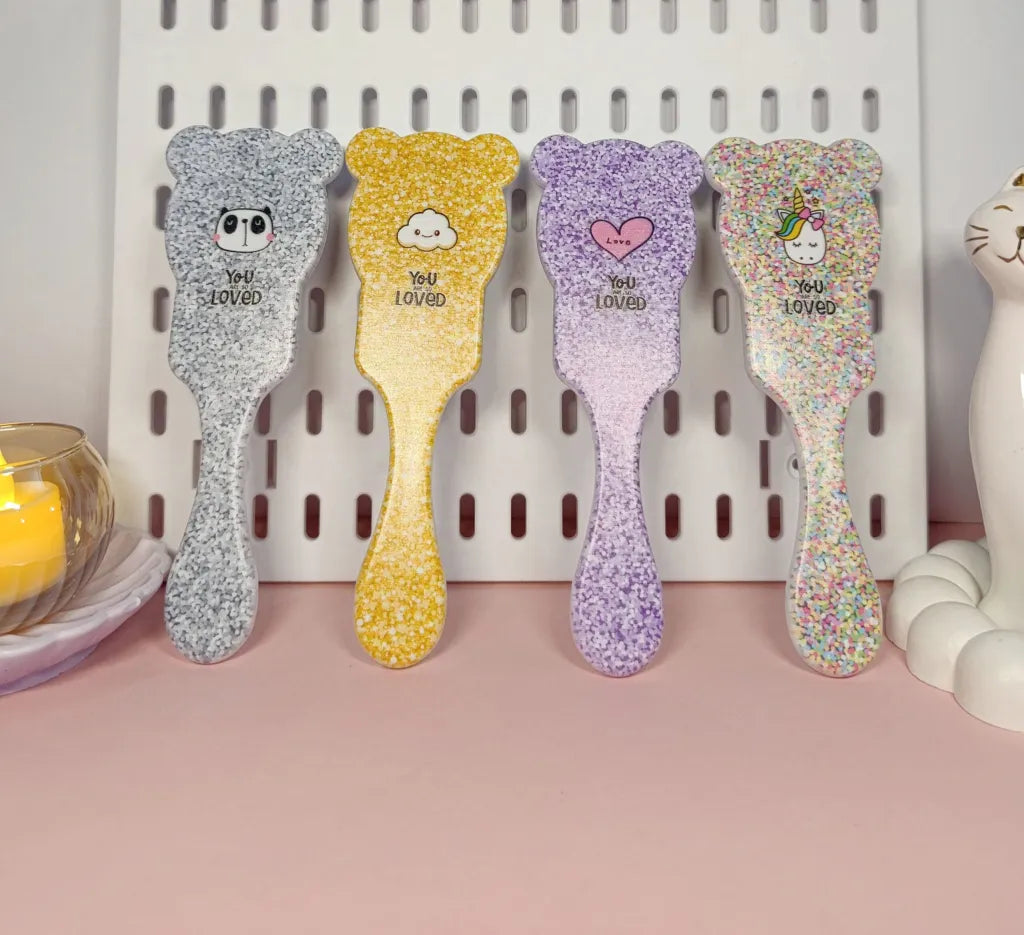 Glitter Print Hair Brushes