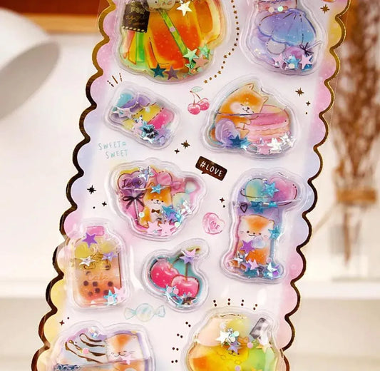 Water And Confetti Filled Kawaii Stickers