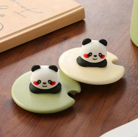 Panda ceramic mugs with lids and spoons