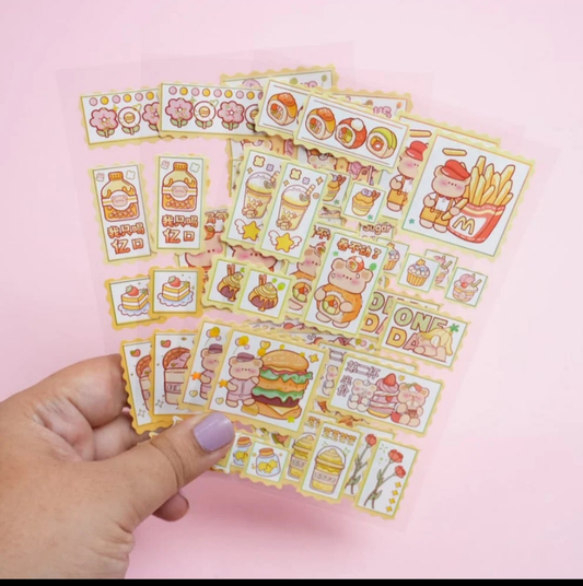 Cute Bear Food Lover Foiled Stamp - Sticker