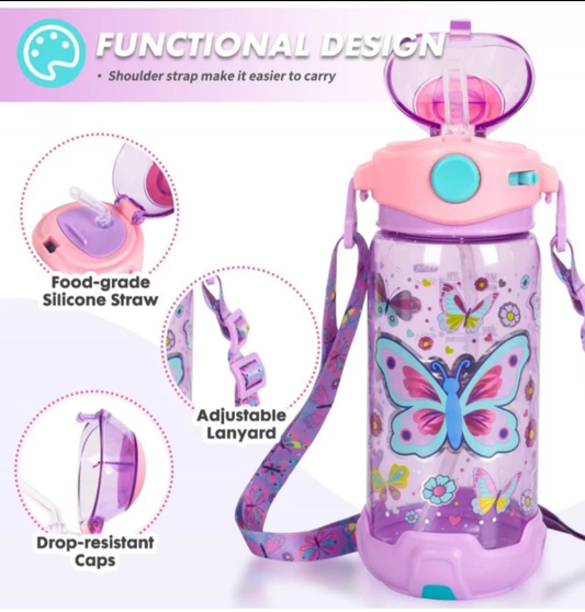 VEST Butterfly Printed Sipper Water Bottle 650ml