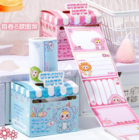 Cute cartoon Post It Notes - Sticker Roll Box