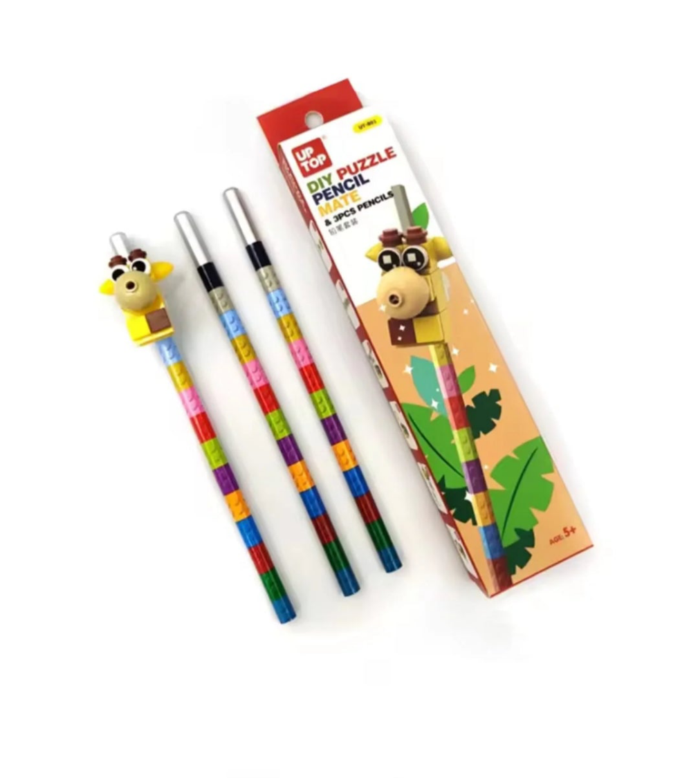 Pencils with Lego Type Toppers
