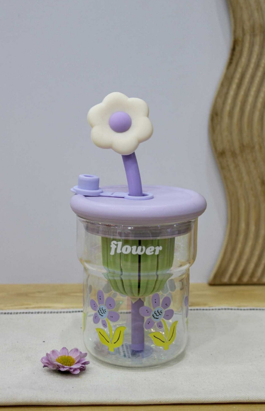 Cute flower glass cups