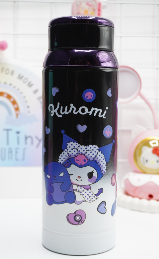 Black kuromi stainless steel water bottle