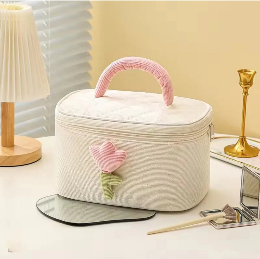 Tulip Flower Cosmetic Bag Large Capacity Travel Makeup Pouch for Women
