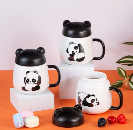 Cute panda mugs with lids