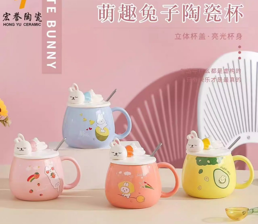 Sleeping bunny ceramic mugs
