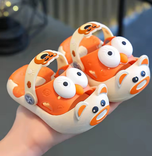 Poppy eyes orange slippers