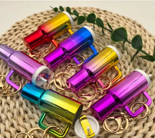 Shiny mini tumbler keychains