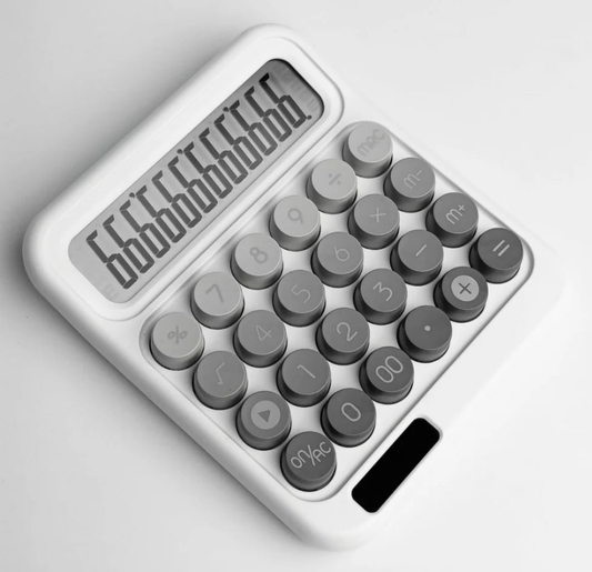 retro-style mechanical calculator (solar+battery)