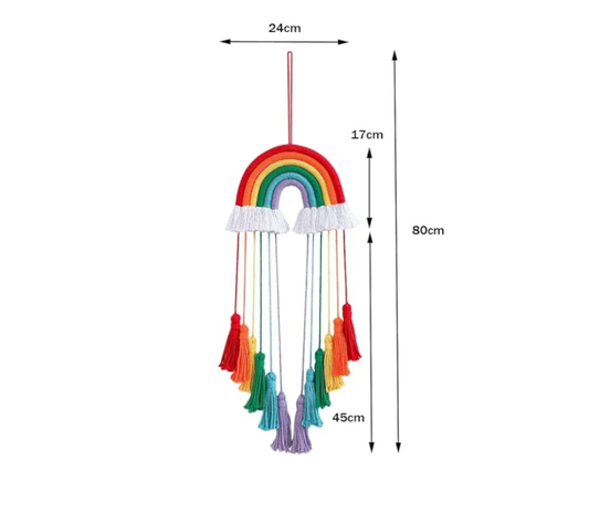 Rainbow Macrame hair accessories with Tassels.