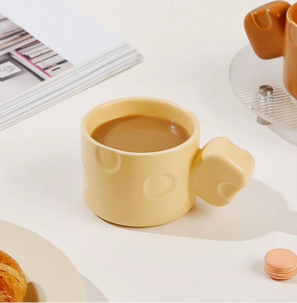 Cheese style ceramic coffee cups.