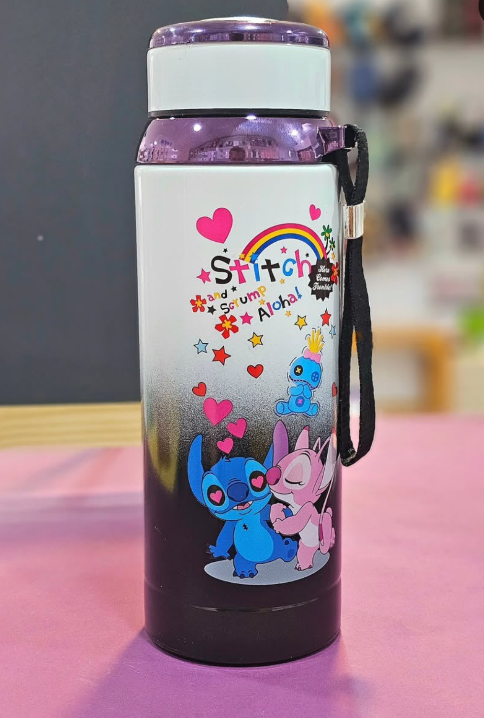 Stitch stainless steel water bottle