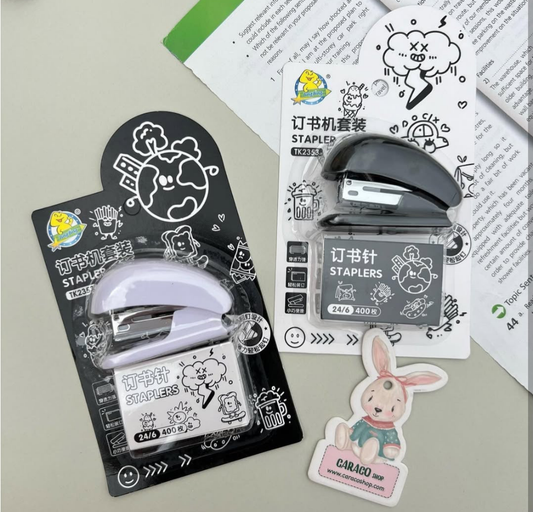 Black and white mini staplers set
