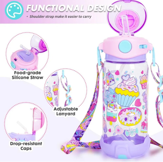 VEST food Printed Sipper Water Bottle 650ml