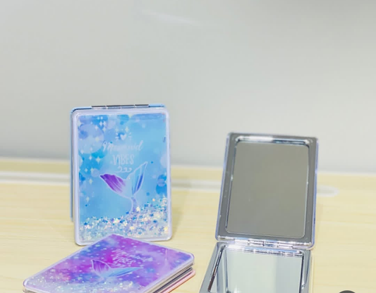 Mermaid glitter filled double sided mirrors