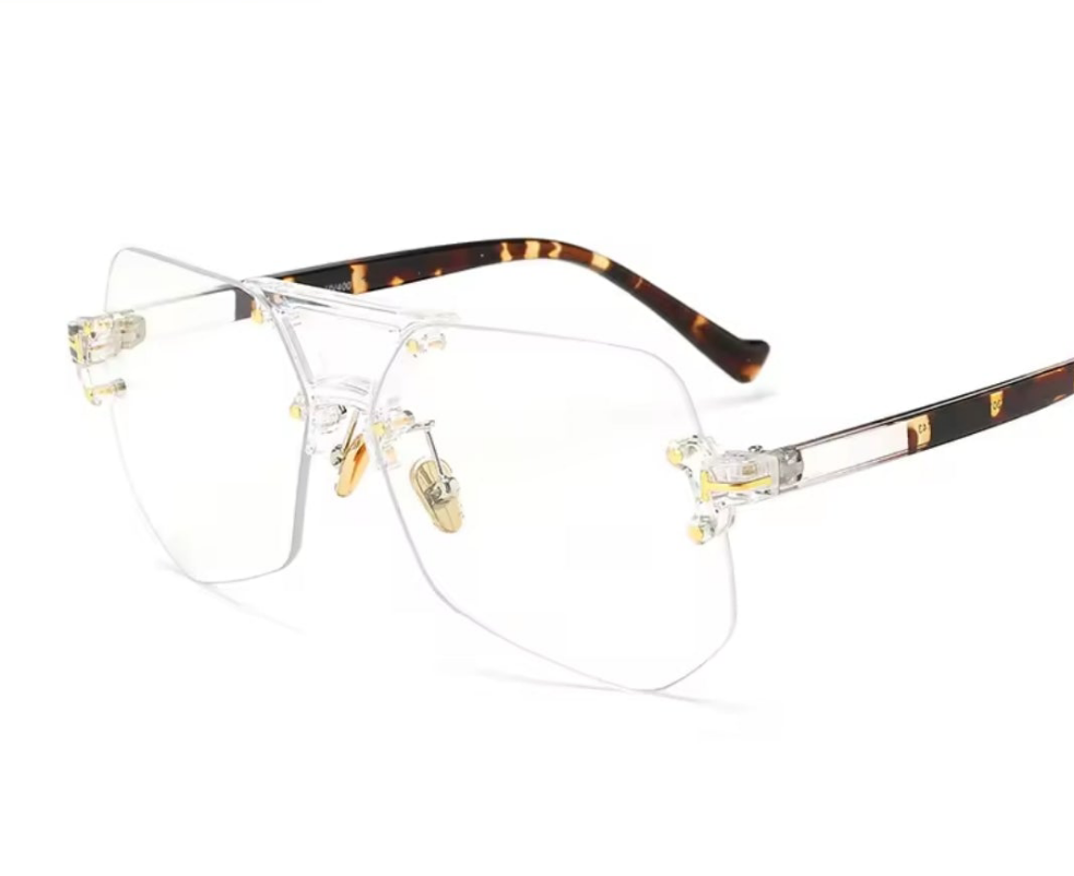 Rimless, clear-lens eyeglasses