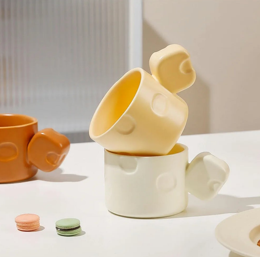 Cheese style ceramic coffee cups.