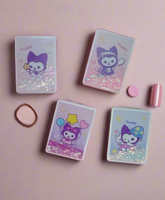 Glitter filled kuromi pocket mirror