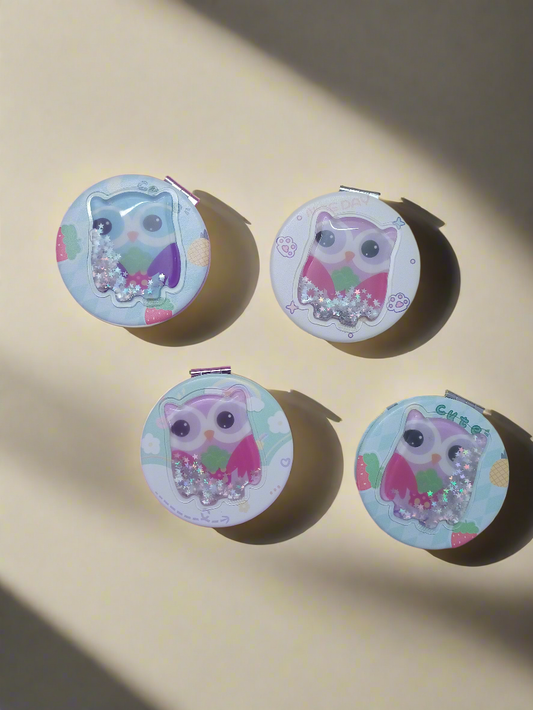 Owl water filled pocket mirrors