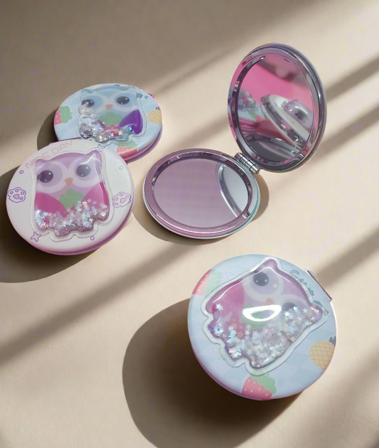 Owl water filled pocket mirrors
